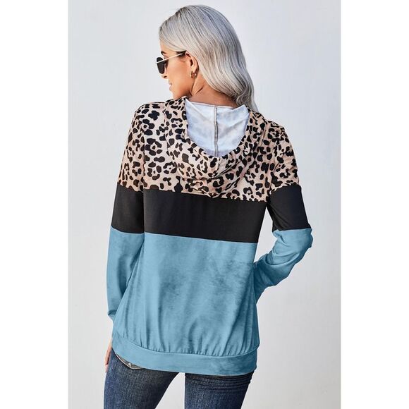 Azura Exchange  Leopard Colorblock Hoodie - Picture 4 of 6